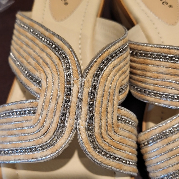 David Tate Thrill Women's Leather Sandal Bone Tan Slip On Slide Size 9 Wide - Picture 4 of 8